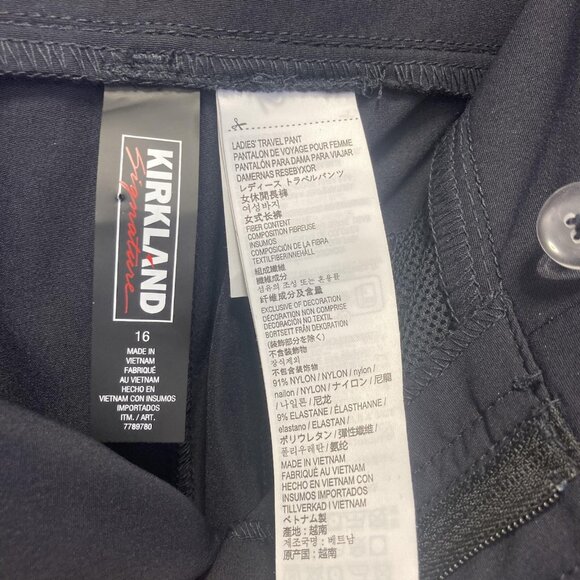 NWT Women's Nylon Travel Pants 16P Black Stretch Zip Pocket Elastic Performance - Picture 4 of 16